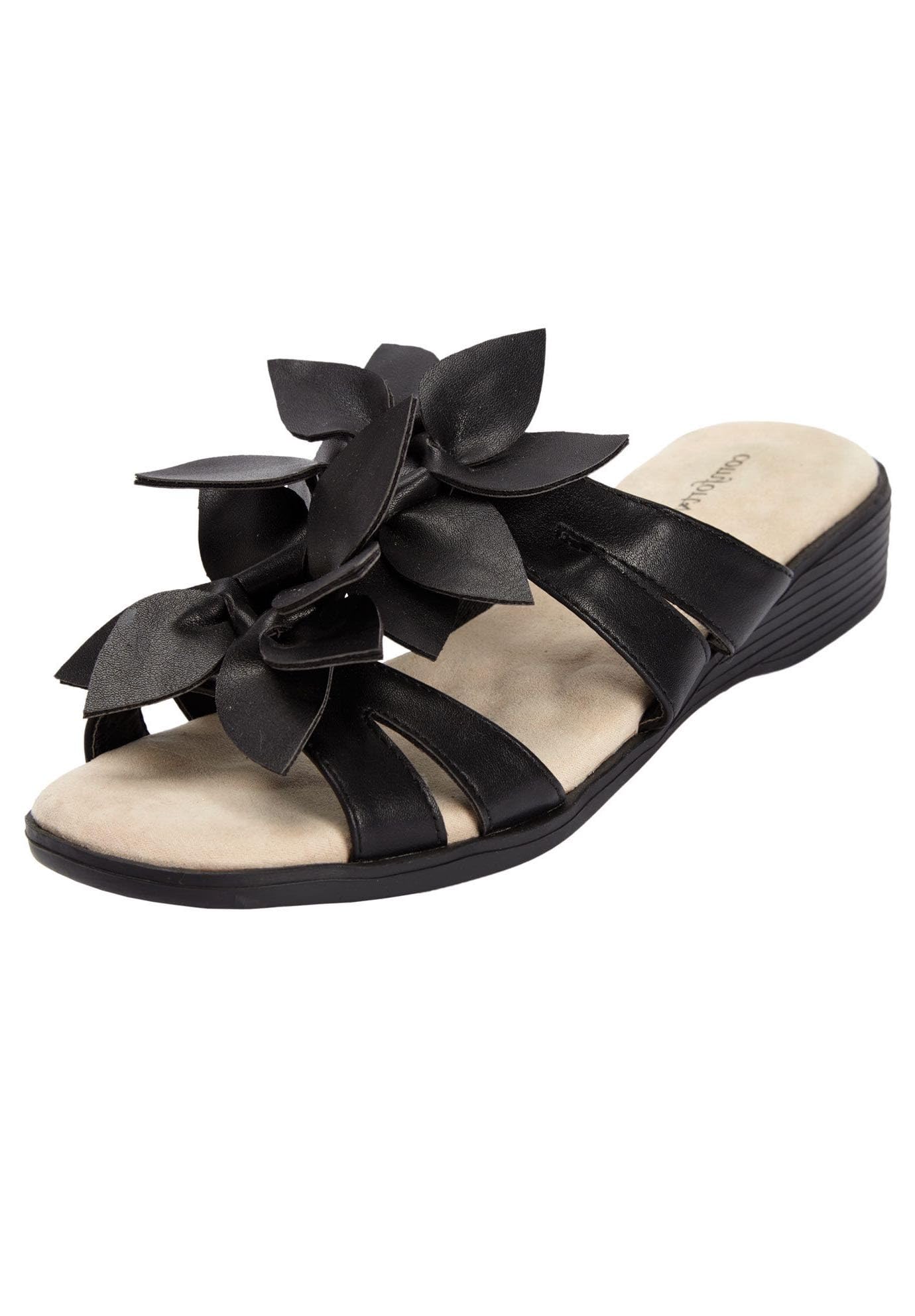 Comfortview Women's Wide Width The Paula Sandal - Elegant & Comfortable Summer Shoes for Wide Feet, Beach and Casual Wea