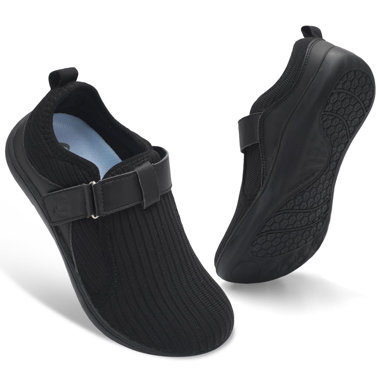 Spesoul Wide Womens Walking Shoes for Diabetic Neuropathy and Edema Breathable Zero Drop Barefoot Sneakers Adjustable Fi